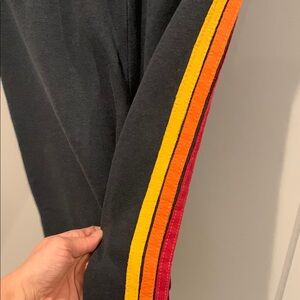 Aviator Nation Kids Sweatpants with Black and Rainbow Stripes